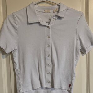 Levi's White Short Sleeve Button Polo